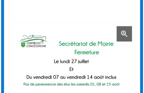 Fermeture secrétariat mairie