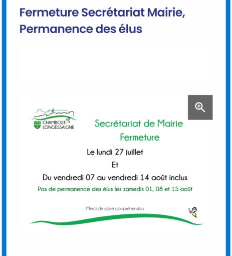 Fermeture secrétariat mairie