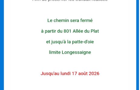Fermeture allée du plat