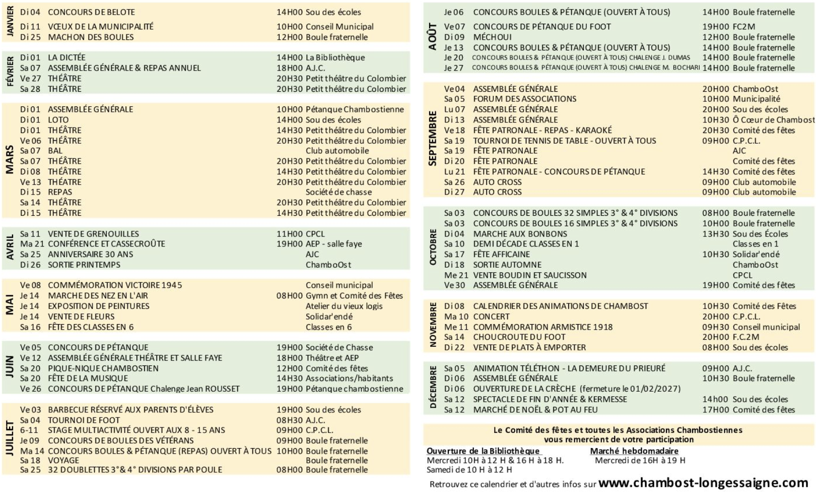 calendrier manifestations 2024