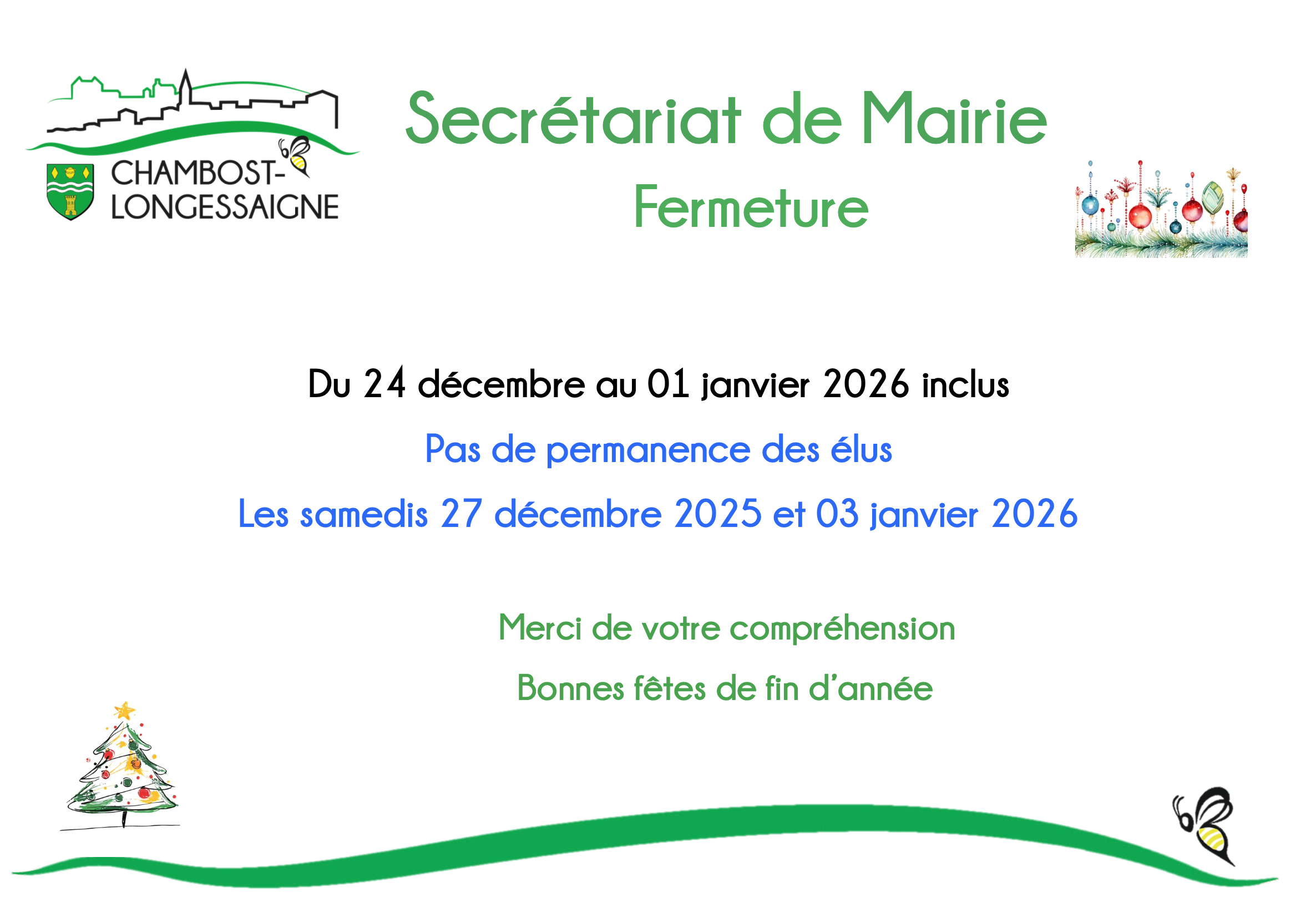 fermeture mairie fin 2025