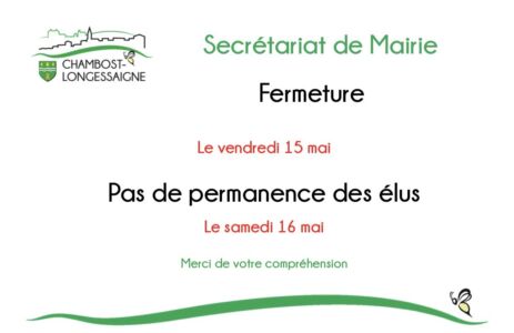 fermeture secrétariat mai 2026